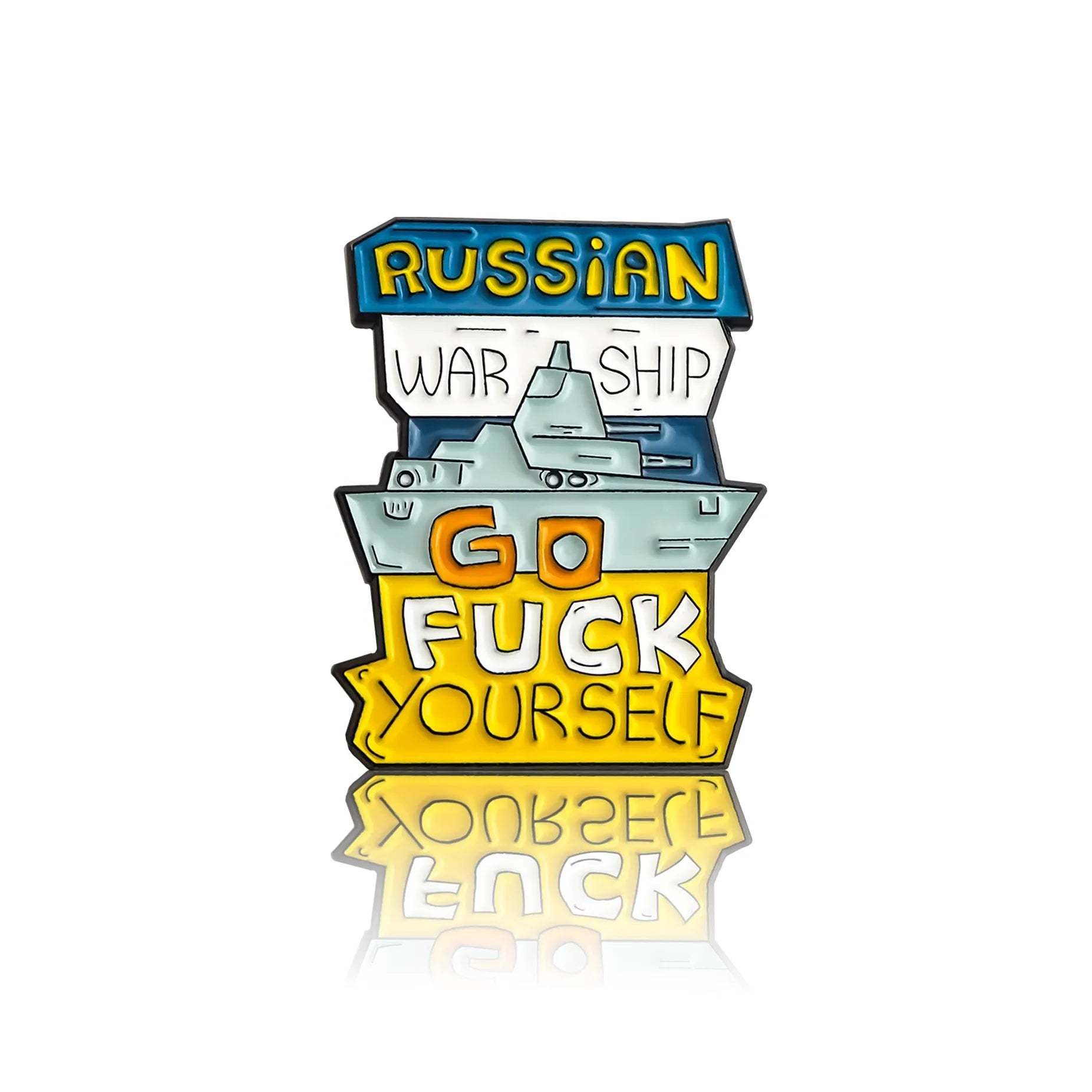 Statek bojowy z napisem russian warship go fuck yourself w barwach ukrainy
