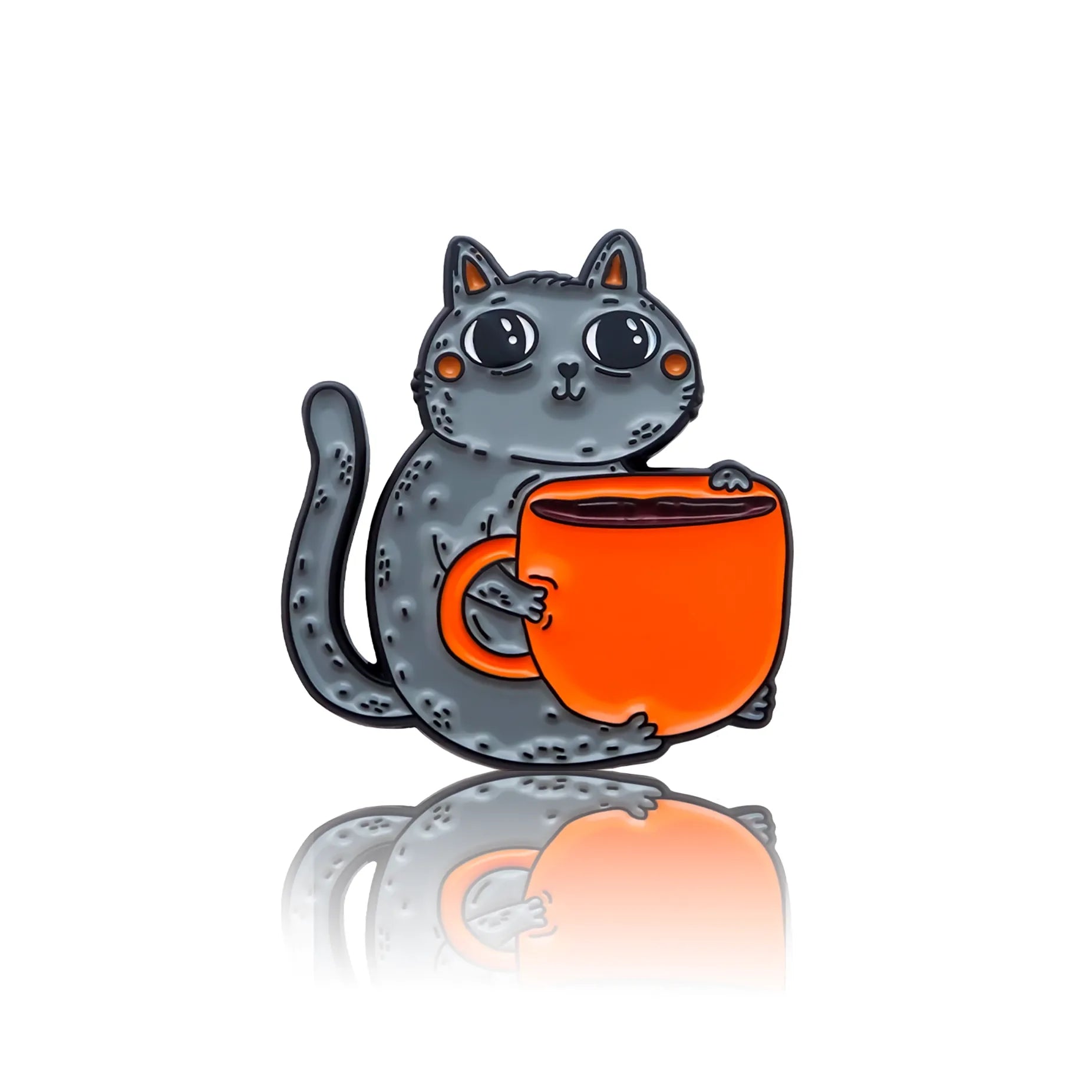 Kotek trzymający kubek z kawą