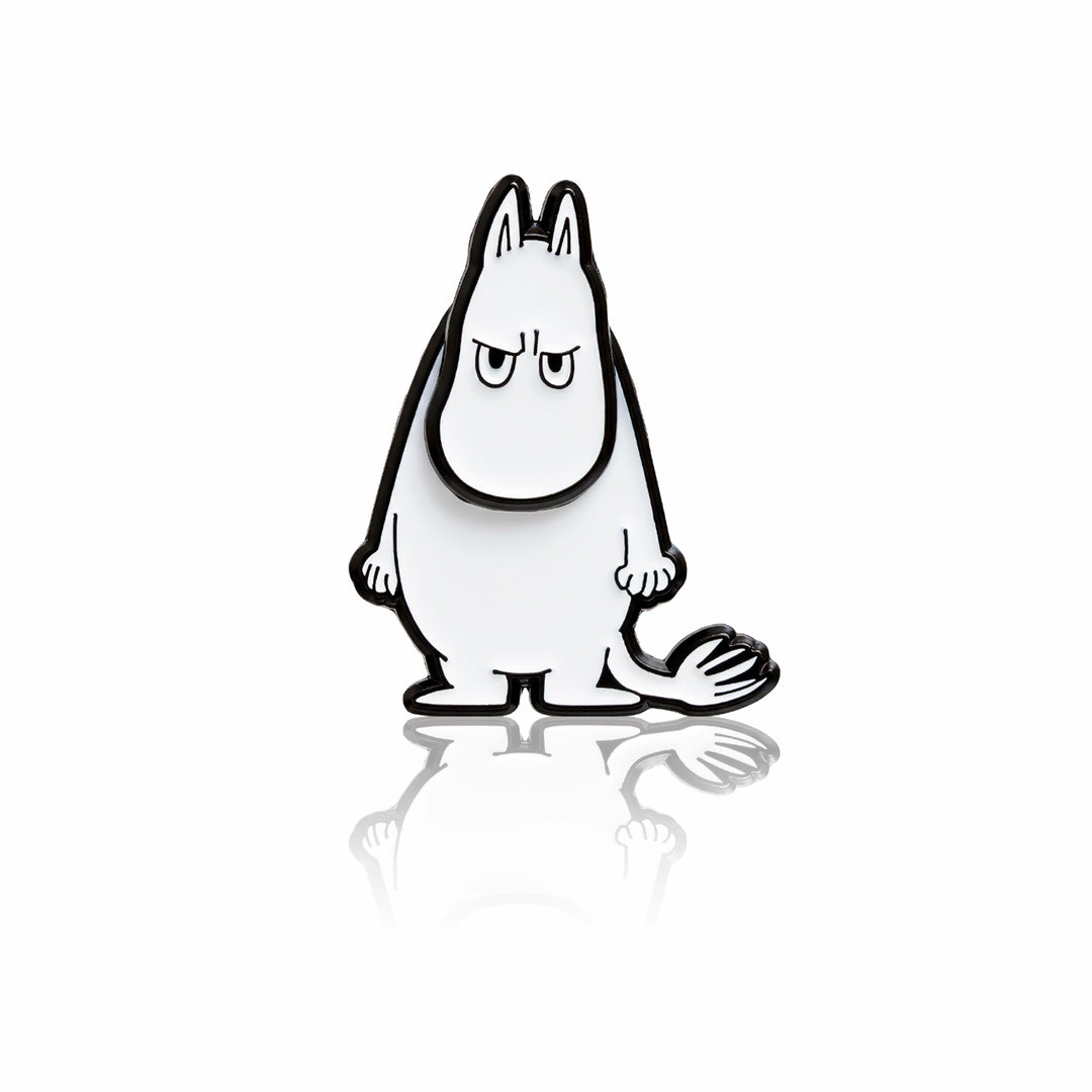 Przypinka Moomin metalowa z ruchomą głową, biały pin kolekcjonerski z trwałym zapięciem