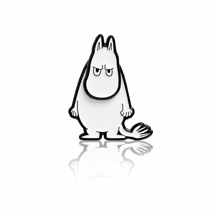 Przypinka Moomin metalowa z ruchomą głową, biały pin kolekcjonerski z trwałym zapięciem