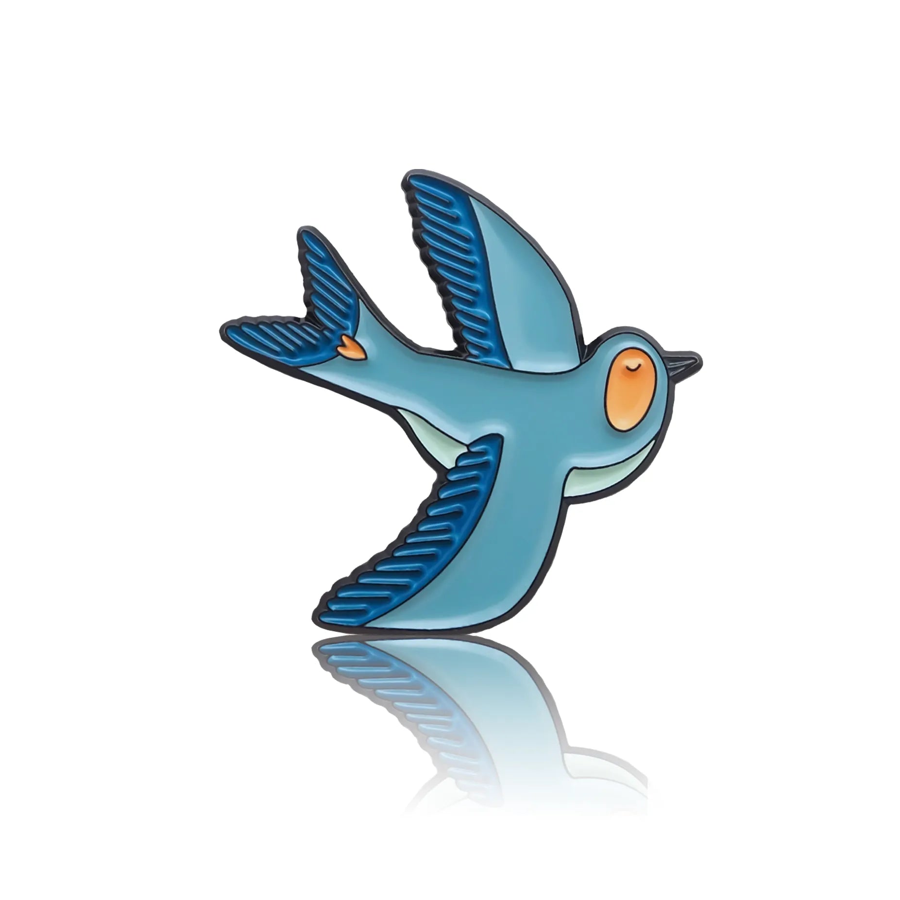 Niebieski ptaszek z małym serduszkiem na ogonie